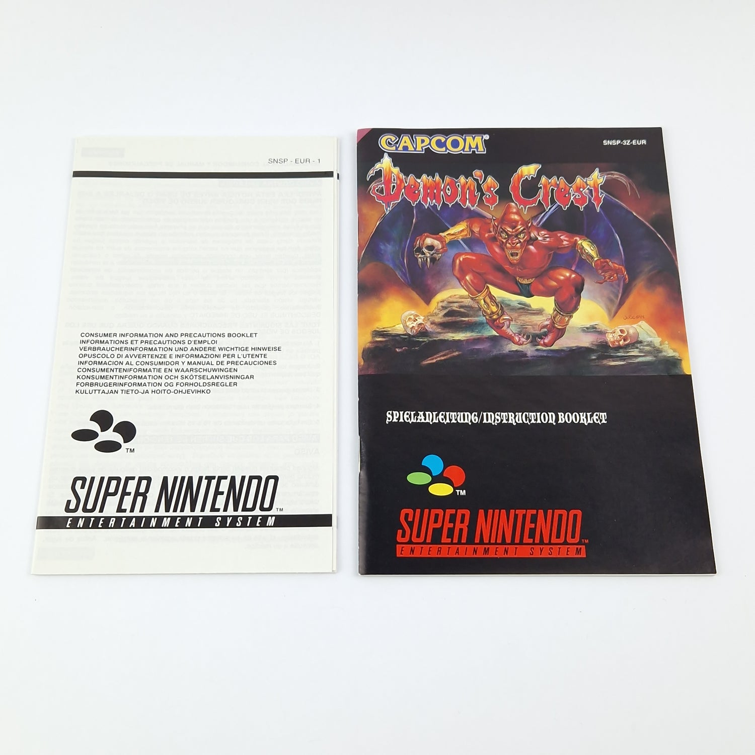 Super Nintendo Game: Demons Crest - Module Instructions OVP CIB SNES PAL EUR