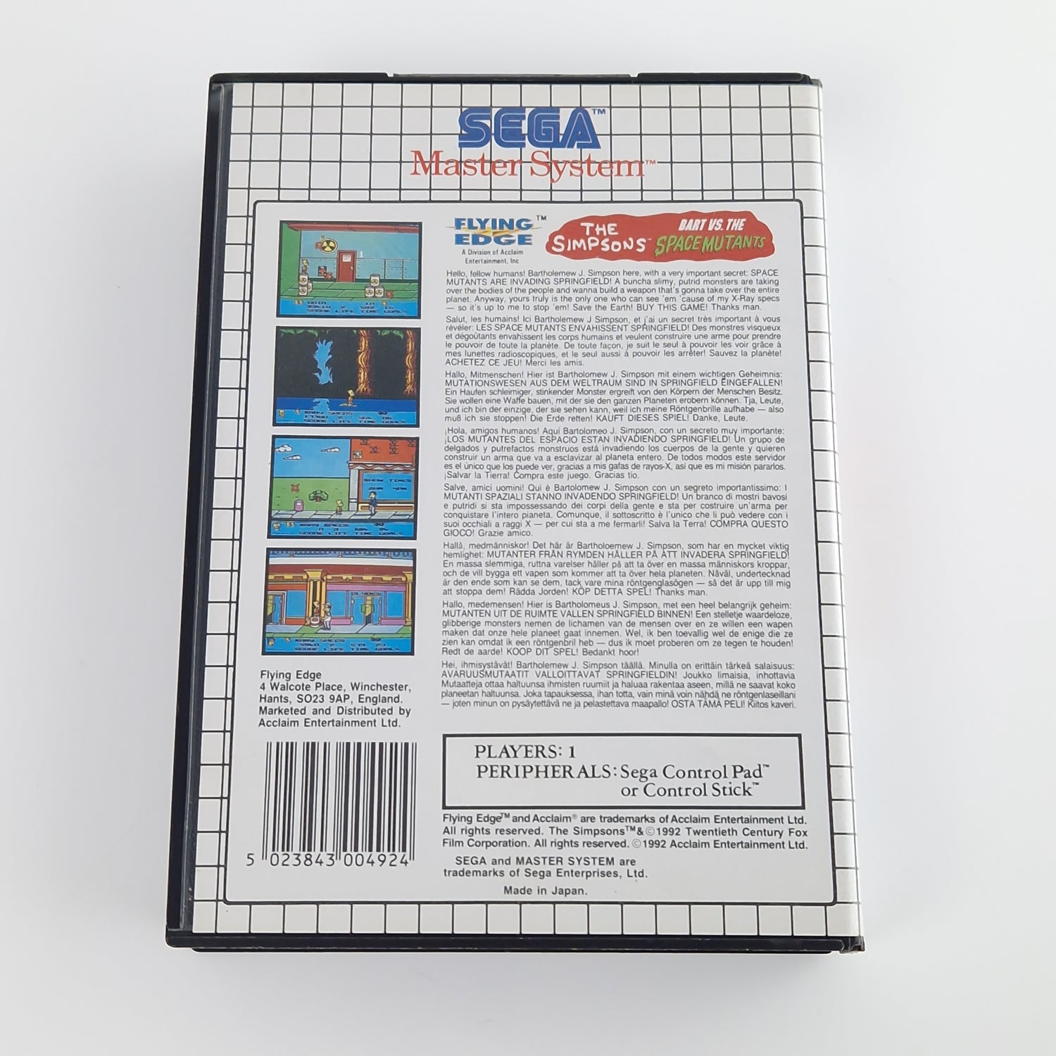 Sega Master System Spiel : The Simpsons Bart vs The Space Mutants - Modul OVP