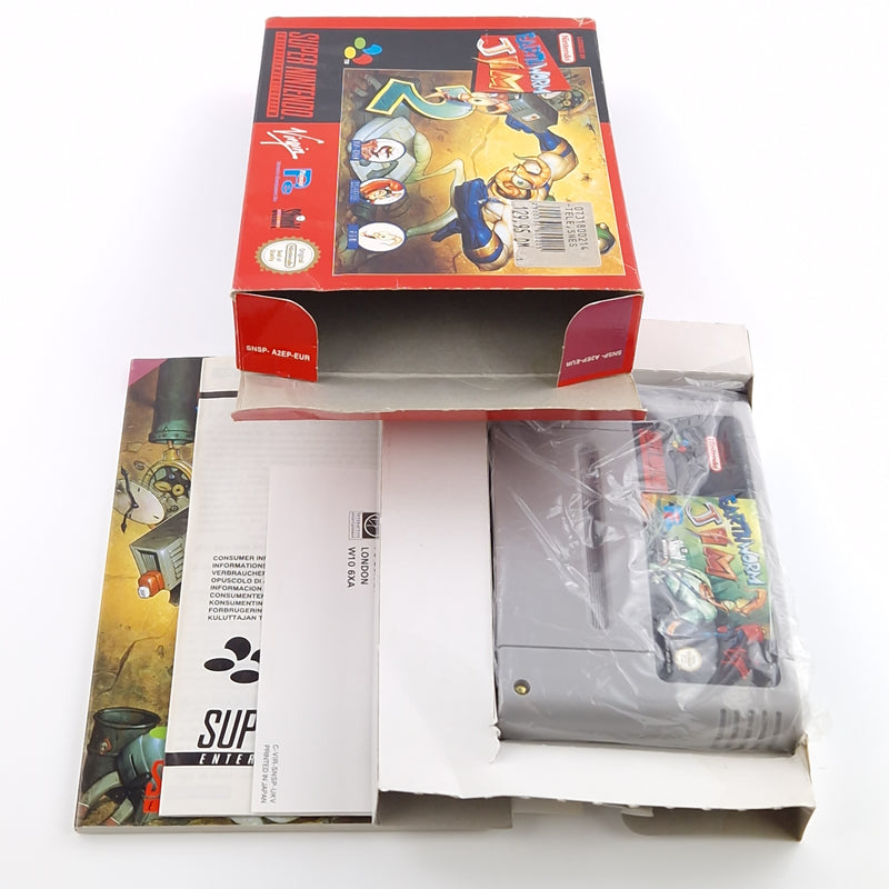 Super Nintendo Spiel : Earth Worm Jim 1 mit OVP und Anleitung vom 2. Teil - SNES