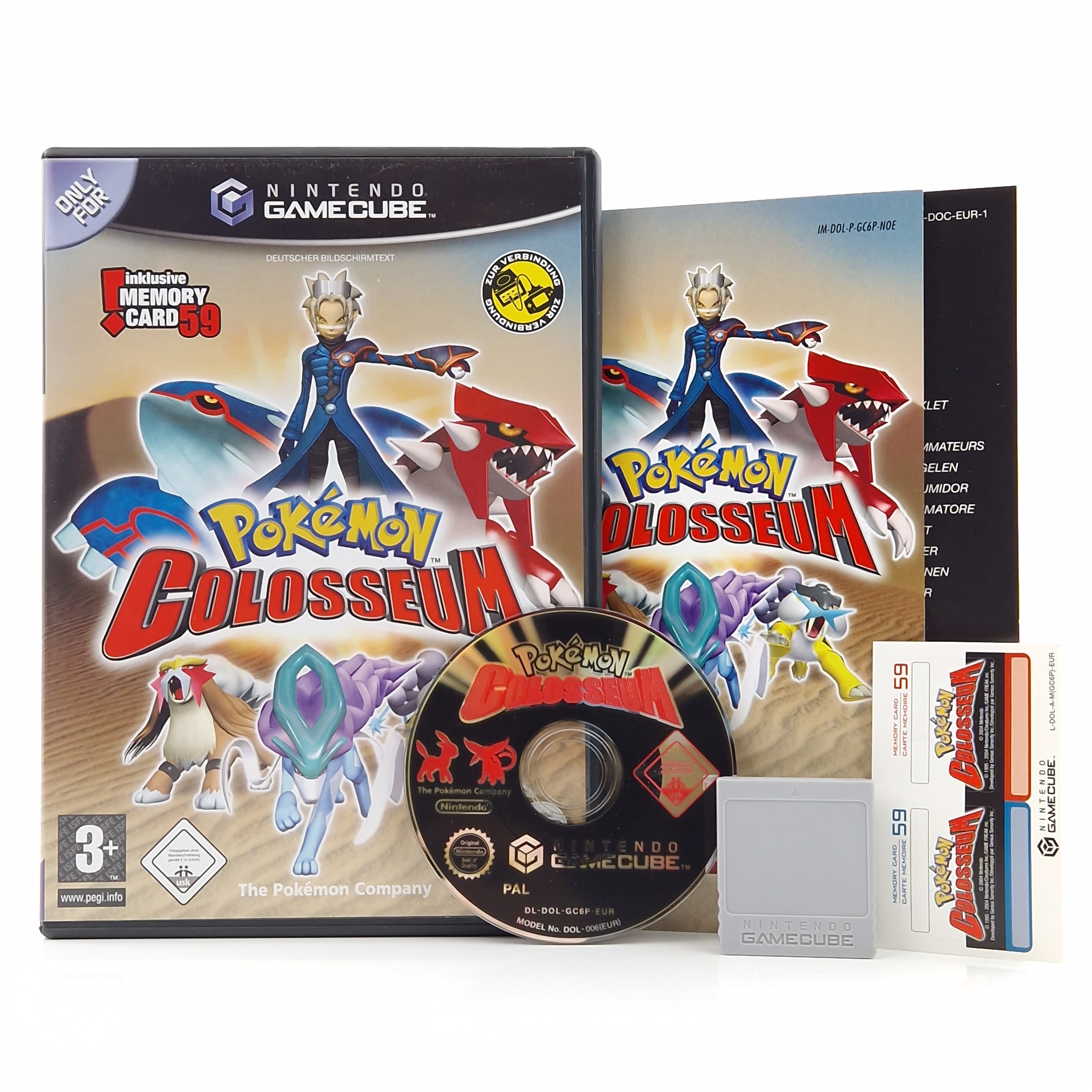 Nintendo Gamecube Spiel : Pokemon Colosseum + Memory Card & Sticker - GC OVP PAL