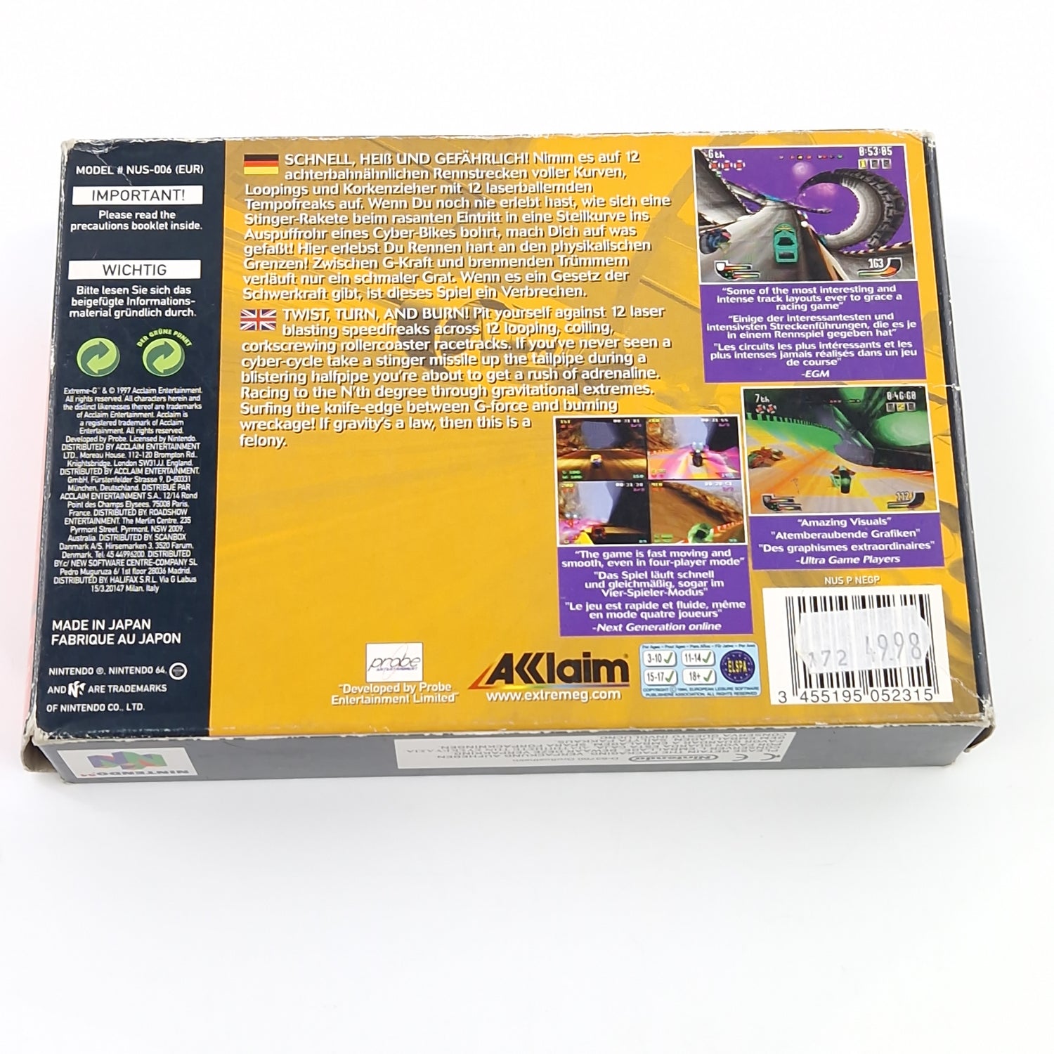 Nintendo 64 Spiel : Extreme-G - Modul OVP Anleitung / N64 PAL EUR