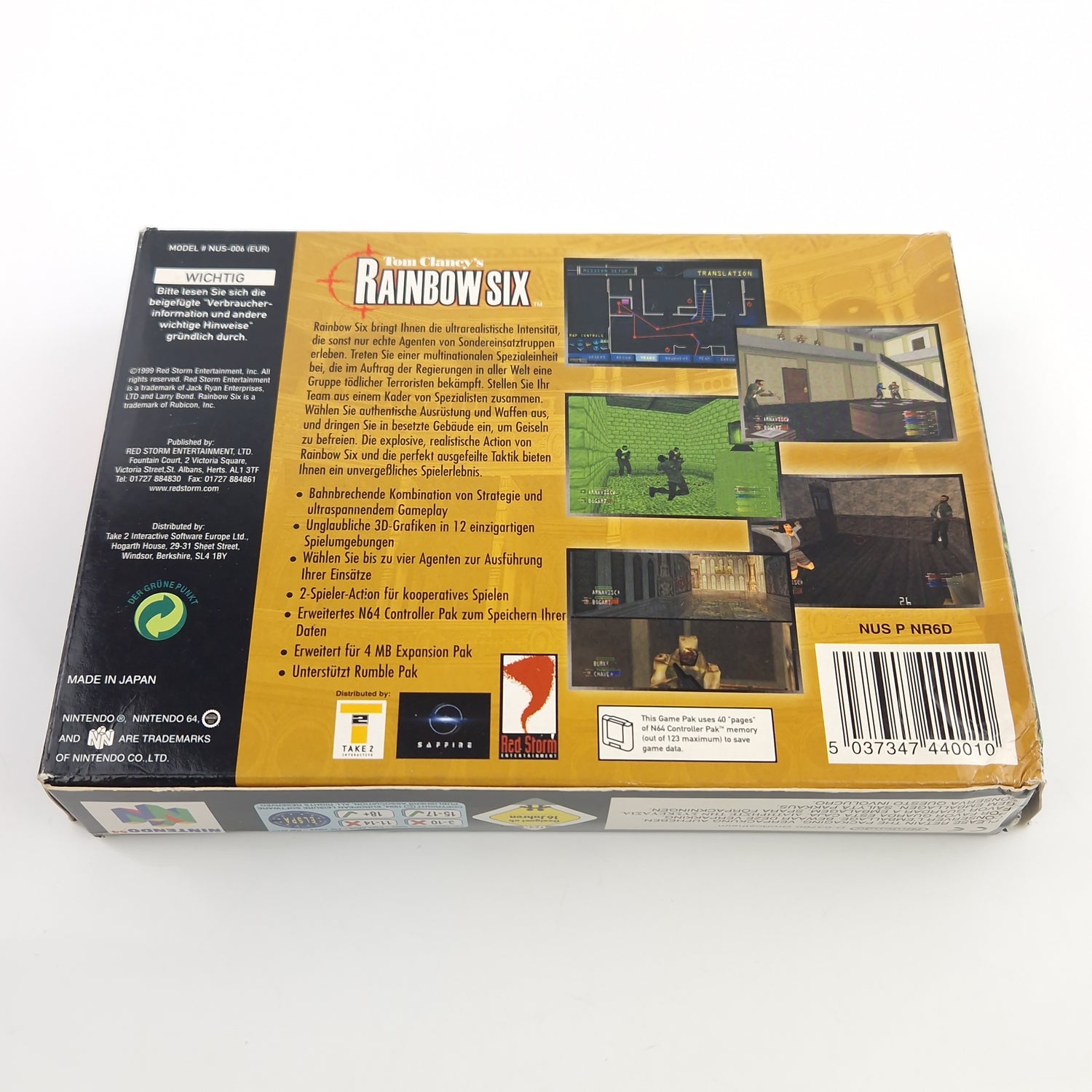 Nintendo 64 Spiel : Tom Clancys Rainbow Six - Modul Anleitung OVP / N64 PAL NOE