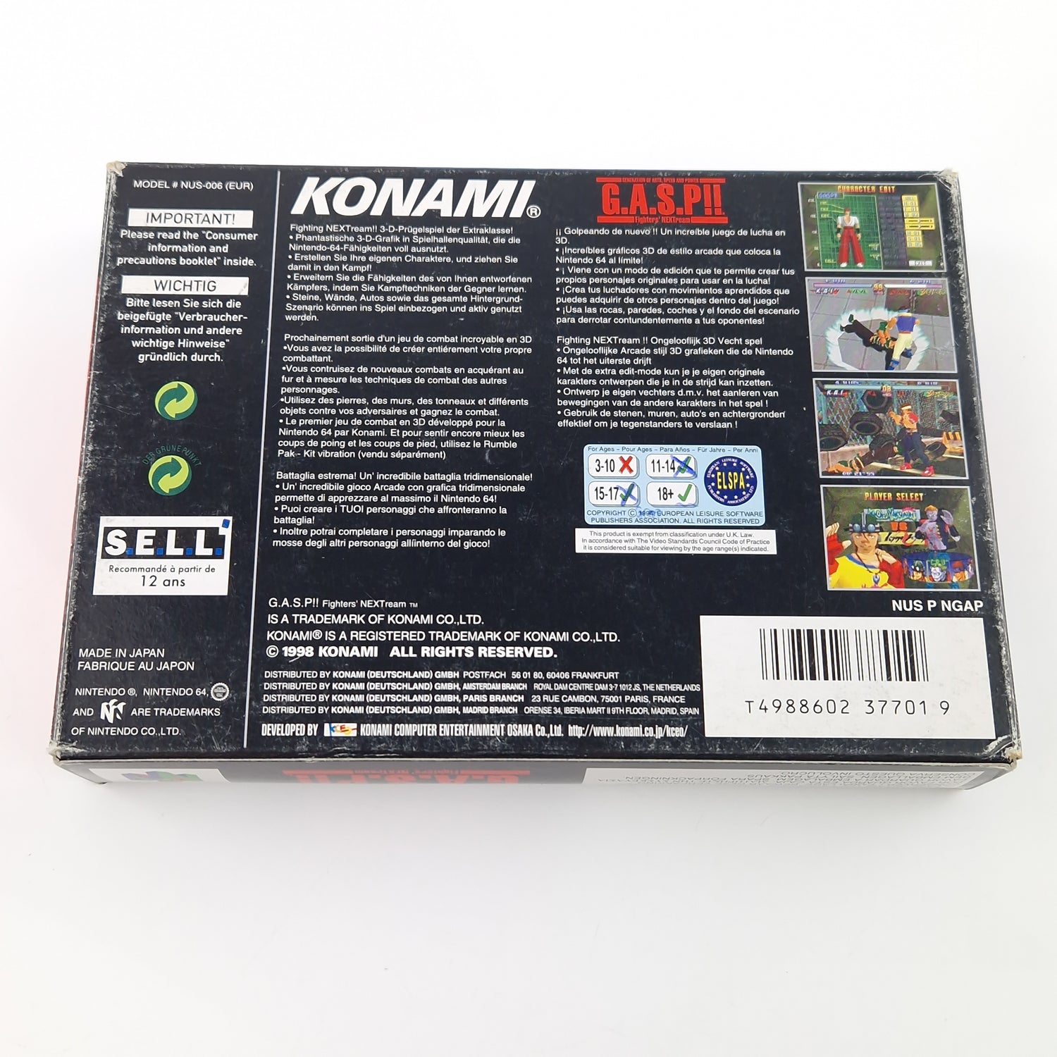 Nintendo 64 Spiel : G.A.S.P!! Fighters Nextream - Modul Anleitung OVP / N64 PAL