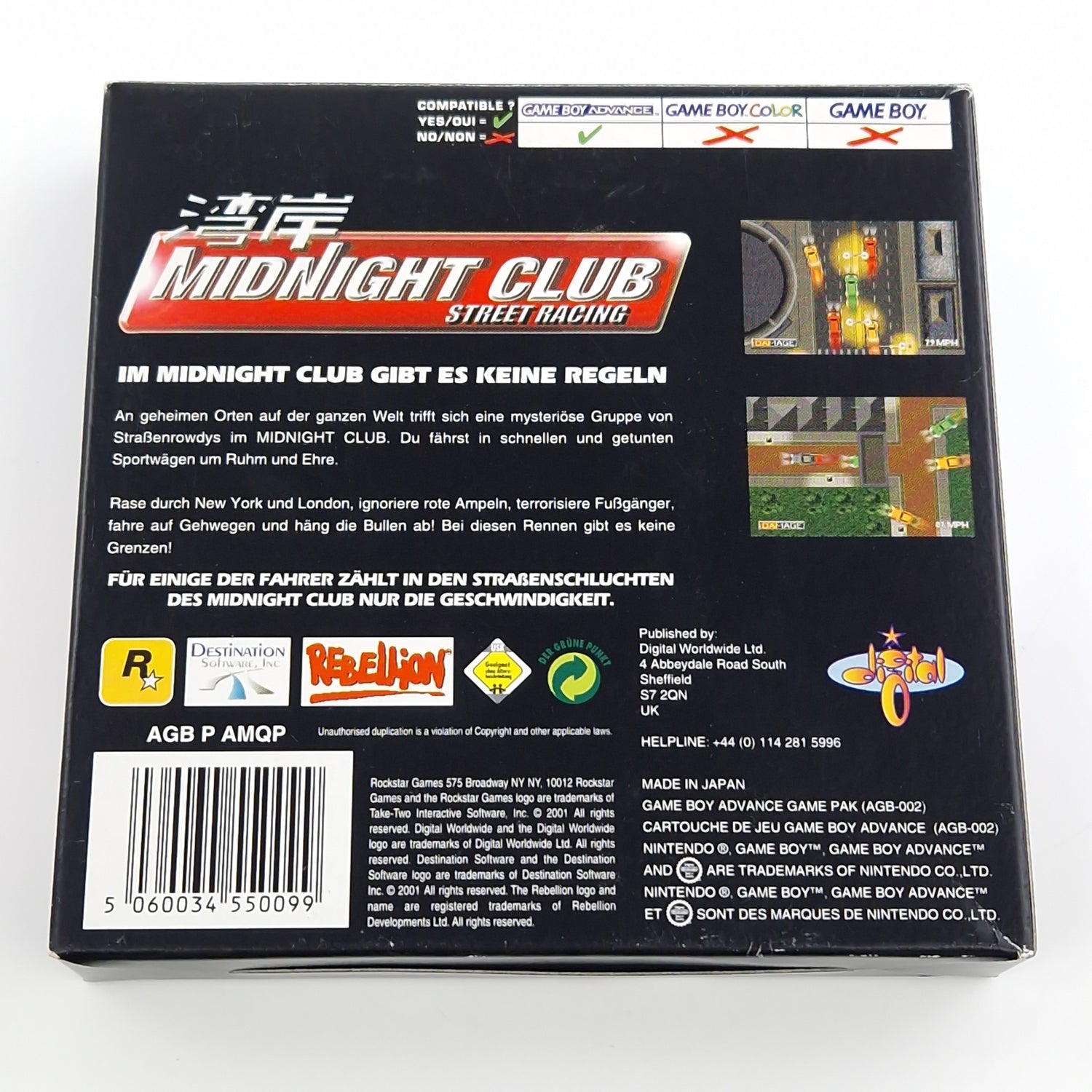Nintendo Game Boy Advance Spiel : Midnight Club - Modul Anleitung OVP / GBA PAL