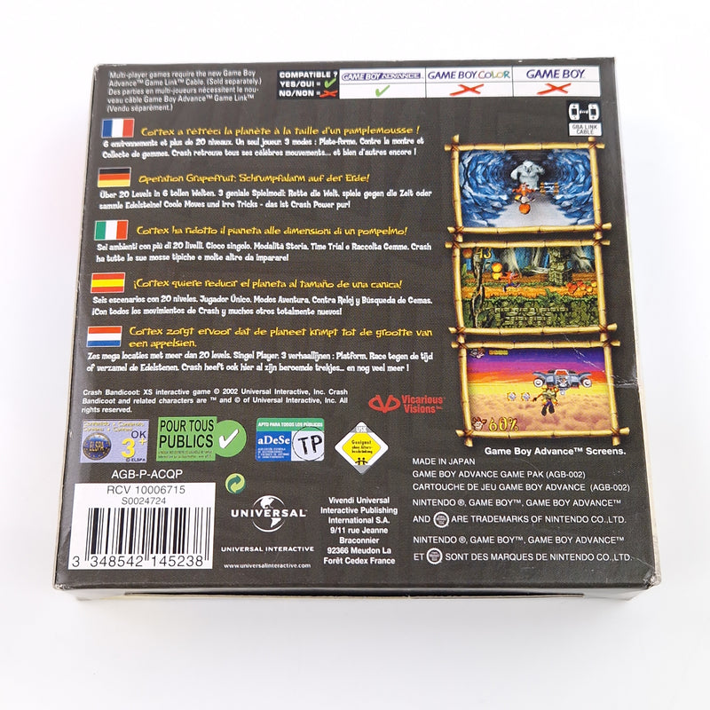 Nintendo Game Boy Advance : Crash Bandicoot XS - Modul Anleitung OVP / GBA PAL