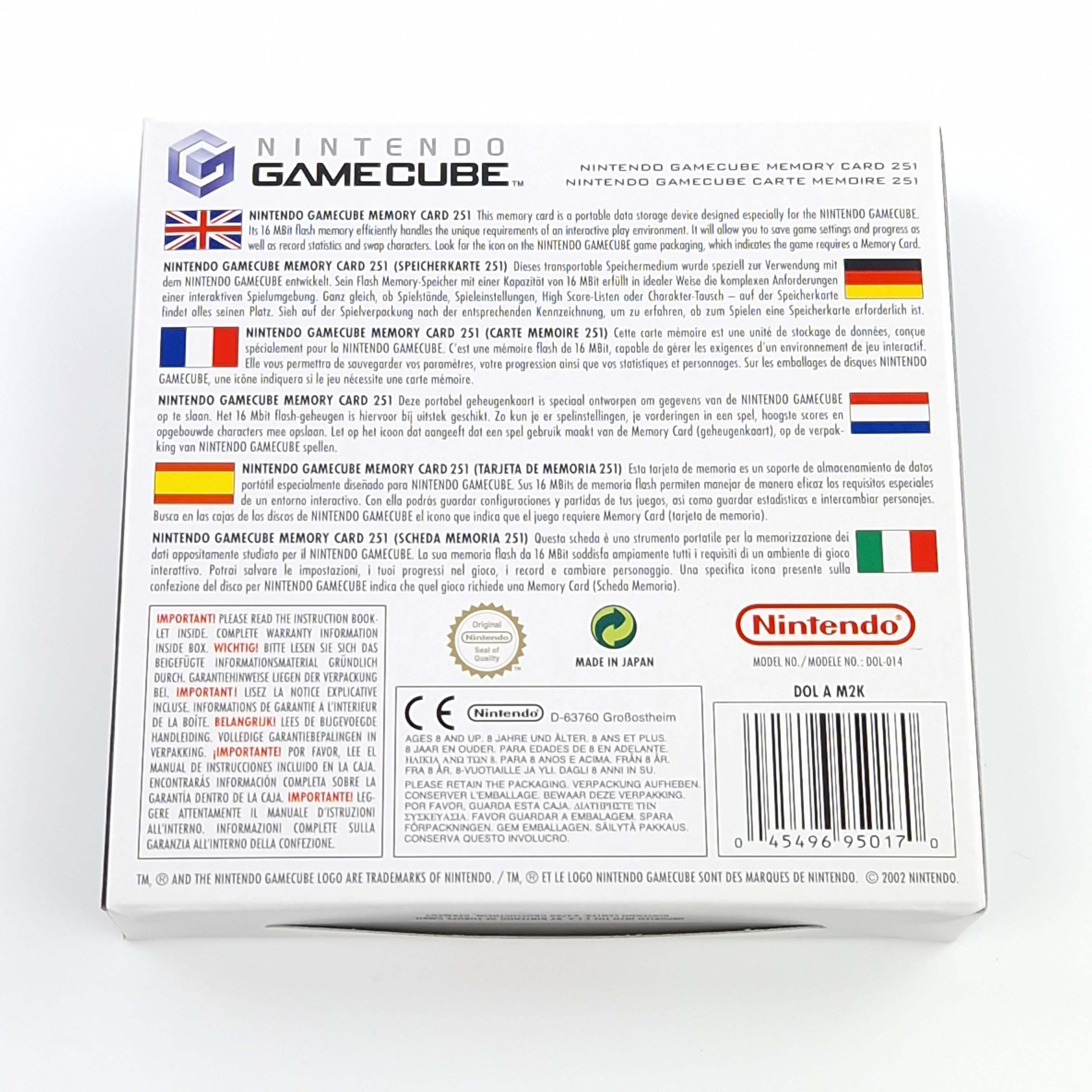 Nintendo Gamecube Zubehör : Original Speicherkarte Memory Card Schwarz OVP 01