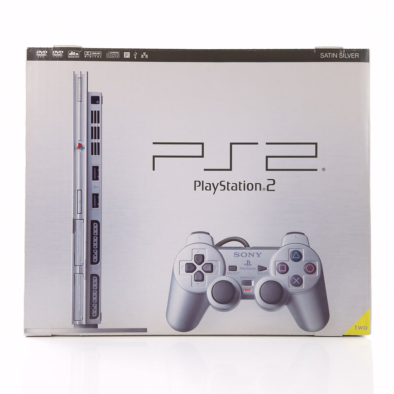 Playstation 2 Konsole : SONY Ps2 Slim Console Satin Silver - Silber OVP PAL