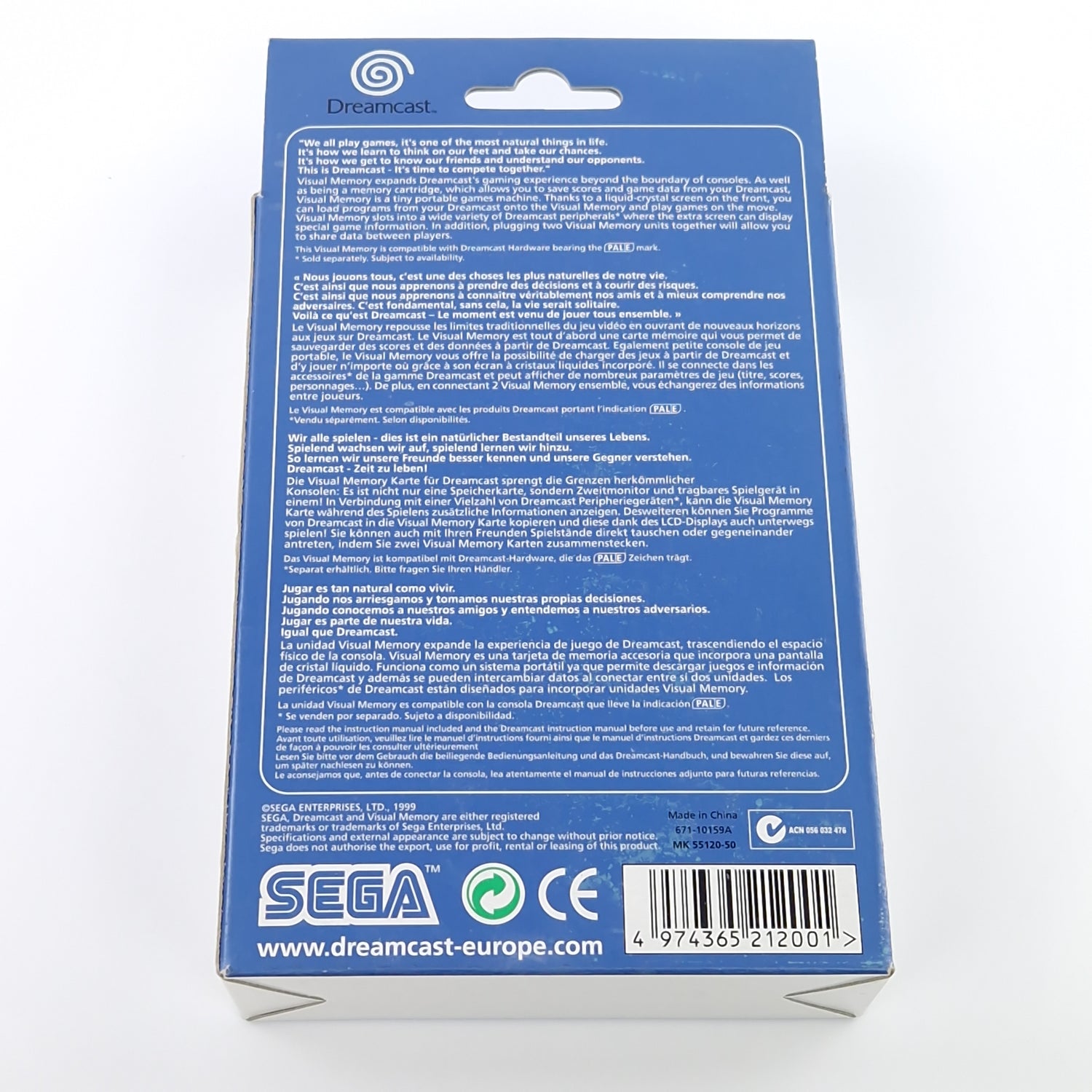 Sega Dreamcast Zubehör : Visual Memory Speicherkarte - DC Memory Card OVP PAL