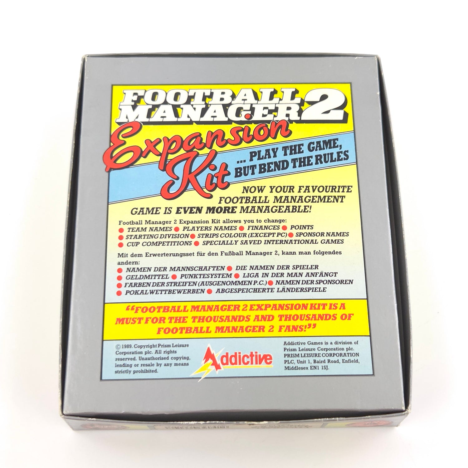 Atari ST STE Spiel : Football Manager 2 Expansion Kit - Diskette Anleitung OVP