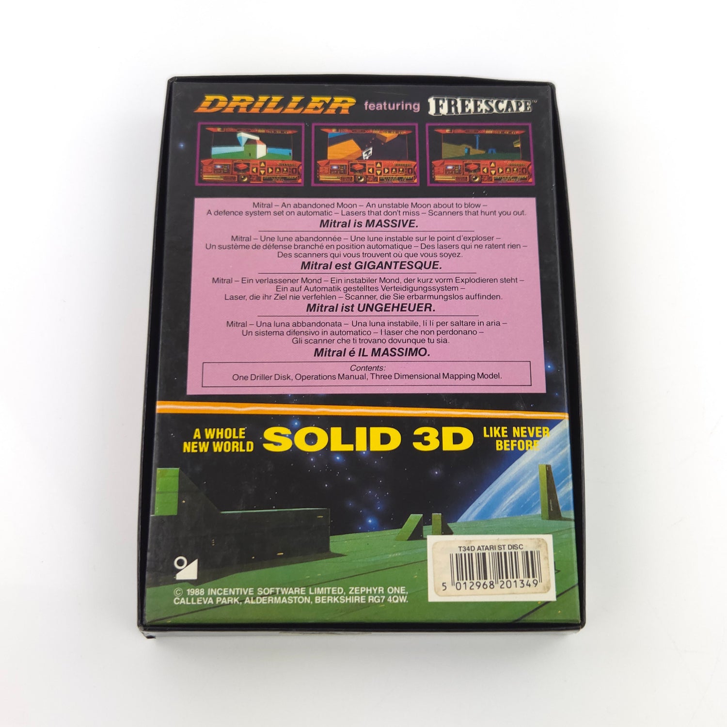 Atari ST STE Spiel : Driller featuring Freescape - Diskette Anleitung OVP
