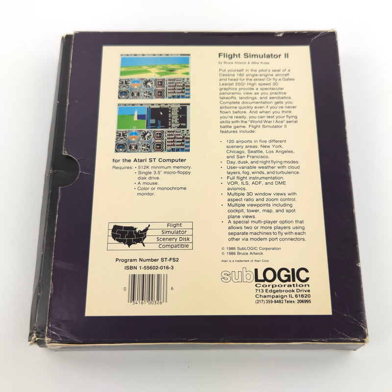 Atari ST STE Spiel : Flight Simulator II - Diskette Anleitung OVP / sublogic