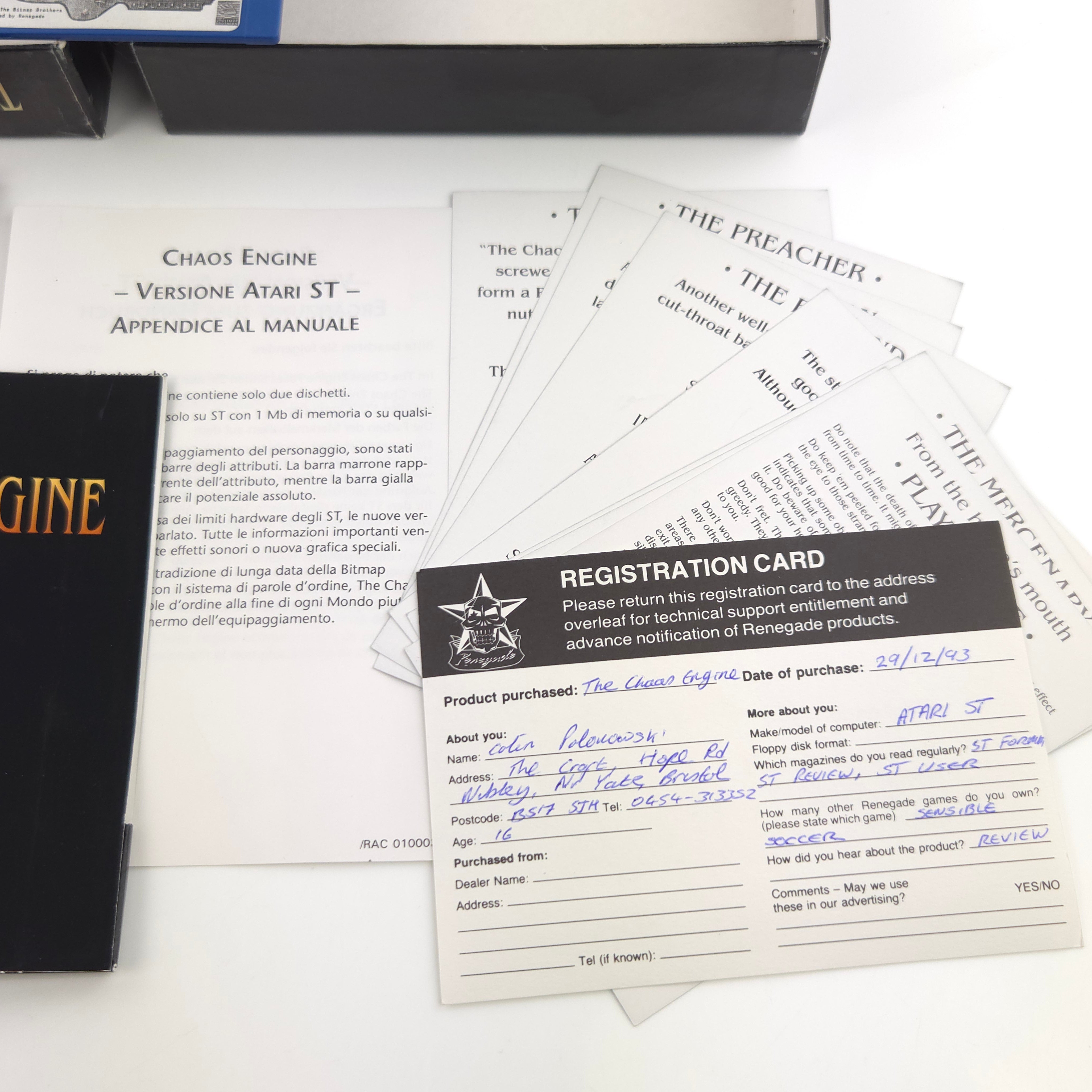 Atari ST STE Spiel : The Chaos Engine Bitmap Brothers - Diskette Anleitung OVP