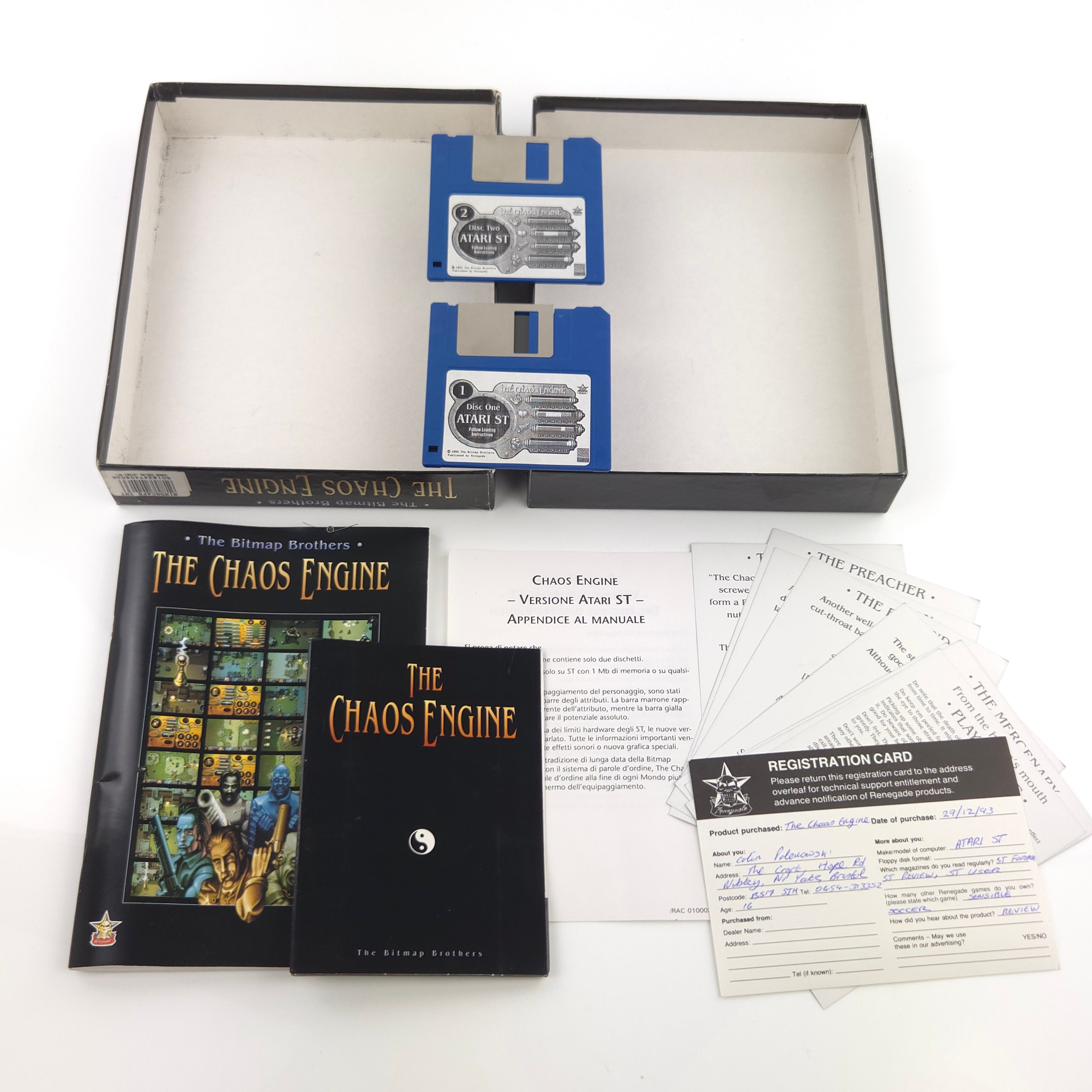 Atari ST STE Spiel : The Chaos Engine Bitmap Brothers - Diskette Anleitung OVP