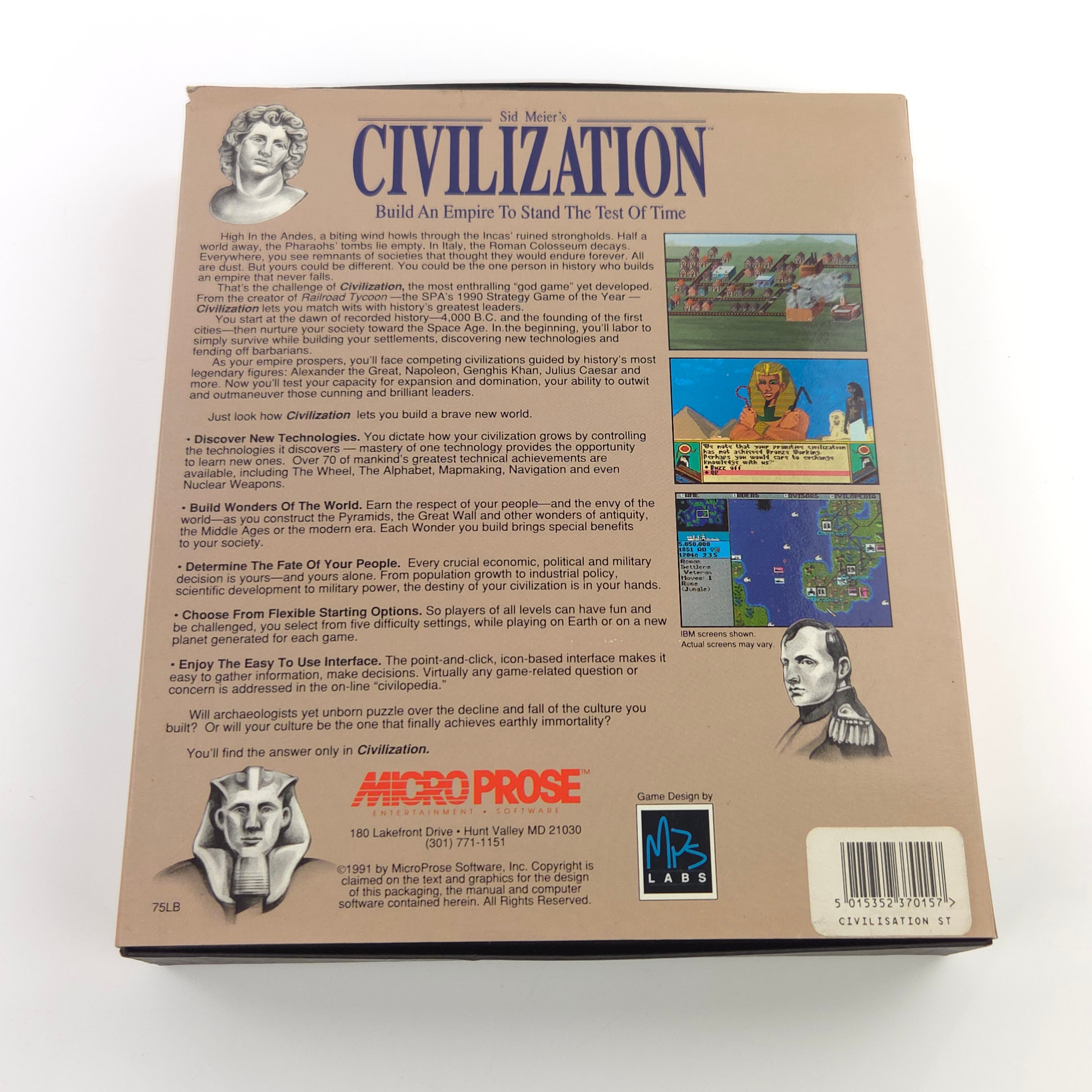 Atari ST STE Spiel : Sid Meiers Civilization - Diskette Anleitung OVP