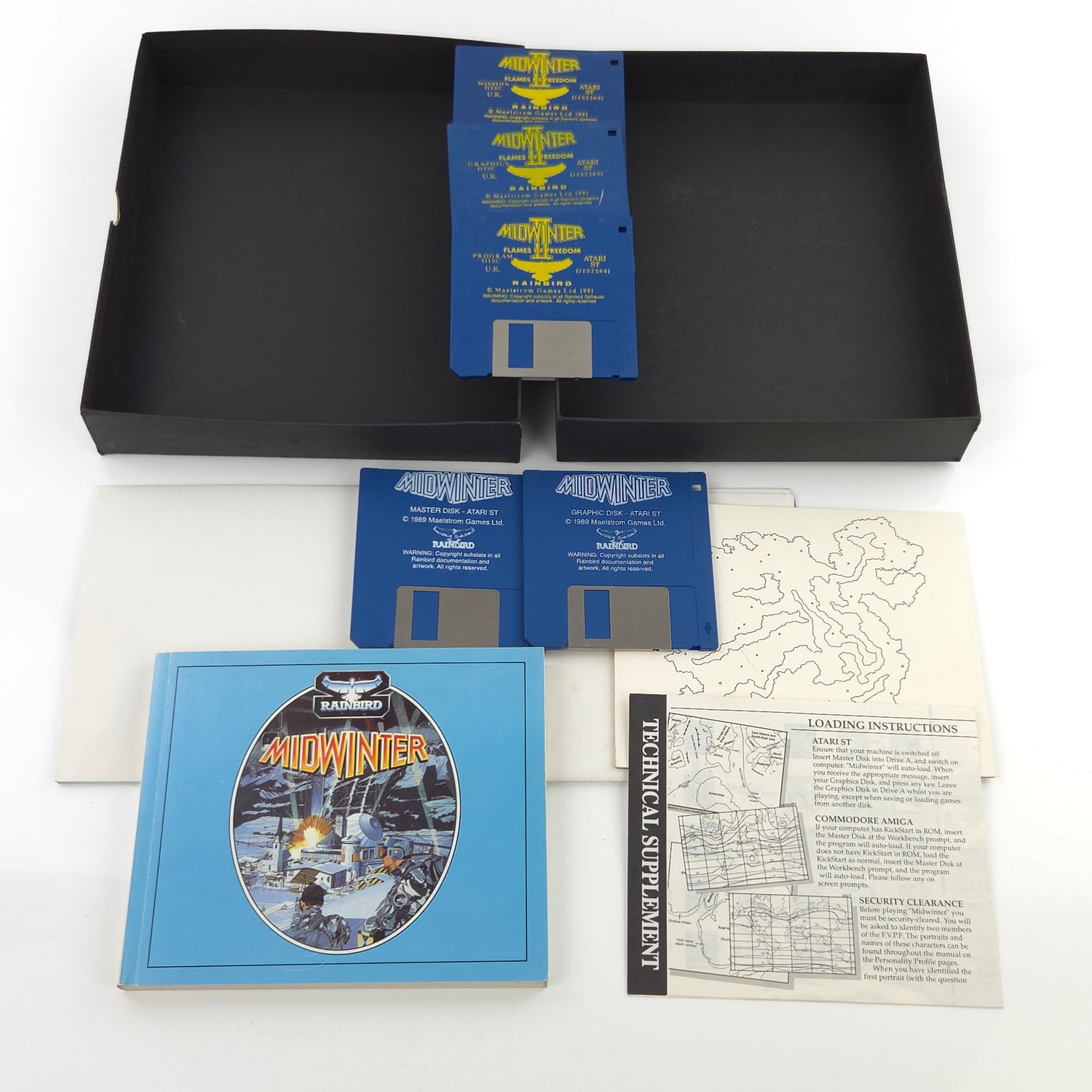Atari ST STE Spiel : Midwinter I & II Flames of Freedom - Diskette Anleitung OVP