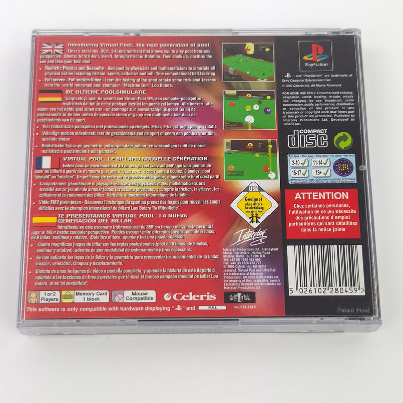 Sony Playstation 1 Spiel : Virtual Pool - CD Anleitung OVP / PAL PS1 Psone