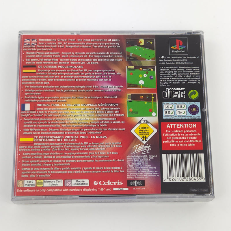 Sony Playstation 1 Spiel : Virtual Pool - CD Anleitung OVP / PAL PS1 Psone