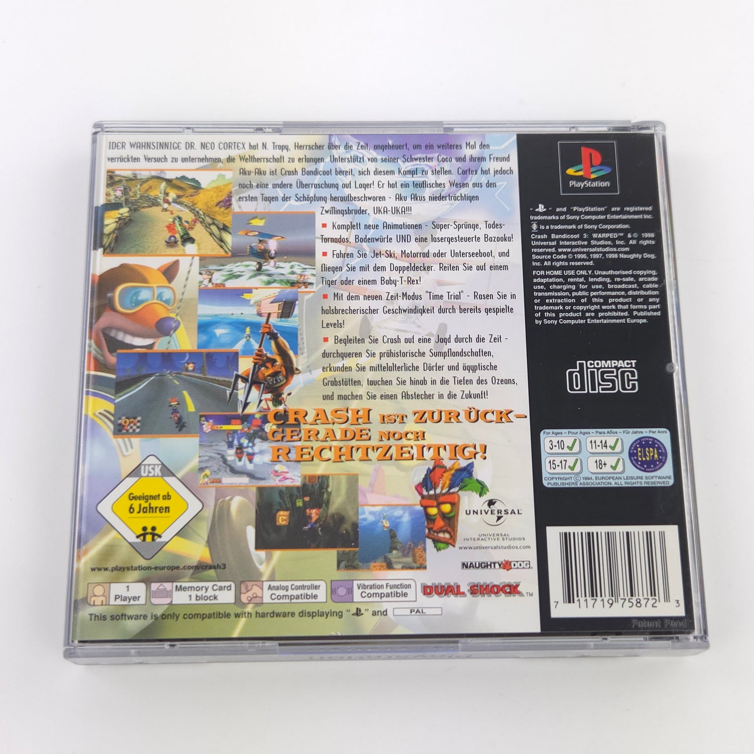 Sony Playstation 1 Spiel : Crash Bandicoot 3 Warped - PS1 OVP / PAL PSone PSX