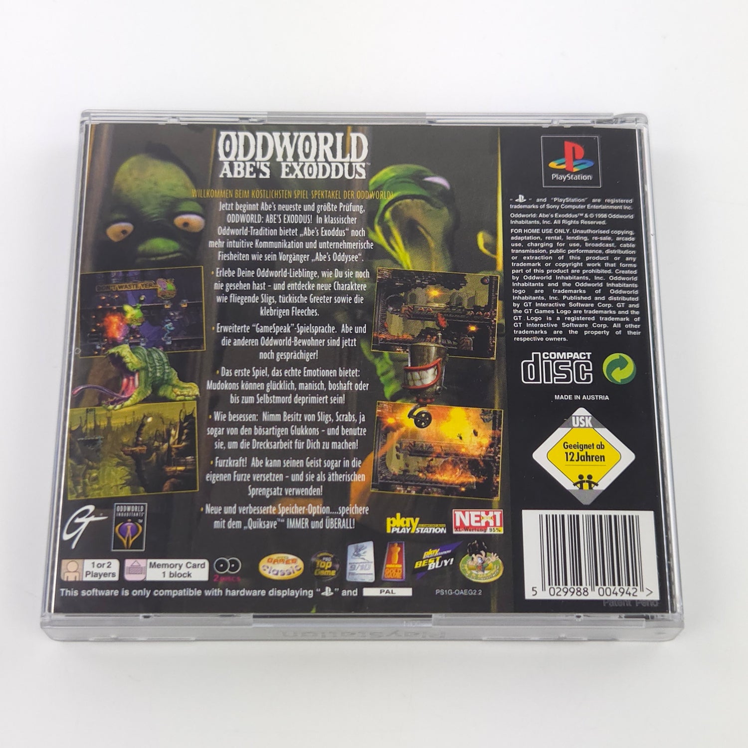 Sony Playstation 1 Spiel : Oddworld Abe´s Exodus - PS1 PSone PSX OVP PAL