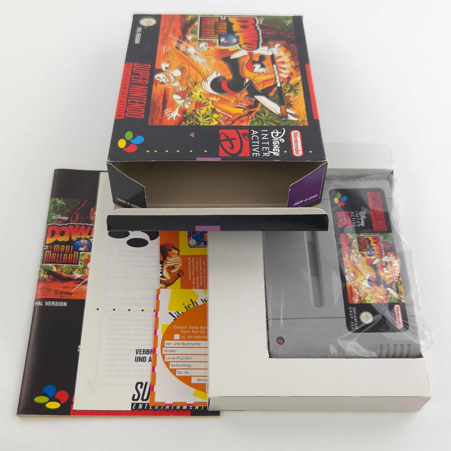 Super Nintendo Spiel : Donald in Maui Mallard - SNES Modul Anleitung OVP / PAL