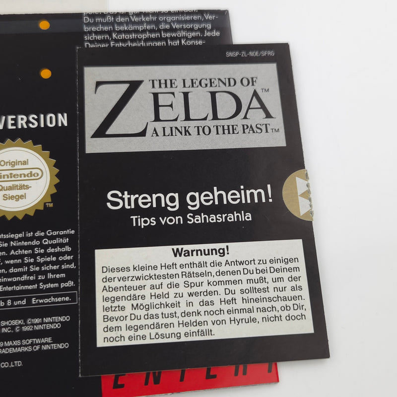 Super Nintendo Spiel : The Legend of Zelda a link to the Past + Berater SNES OVP