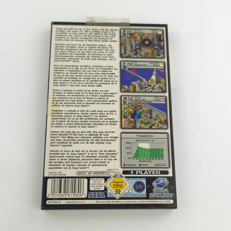 Sega Saturn Spiel : Sim City 2000 - CD Anleitung OVP PAL Disk