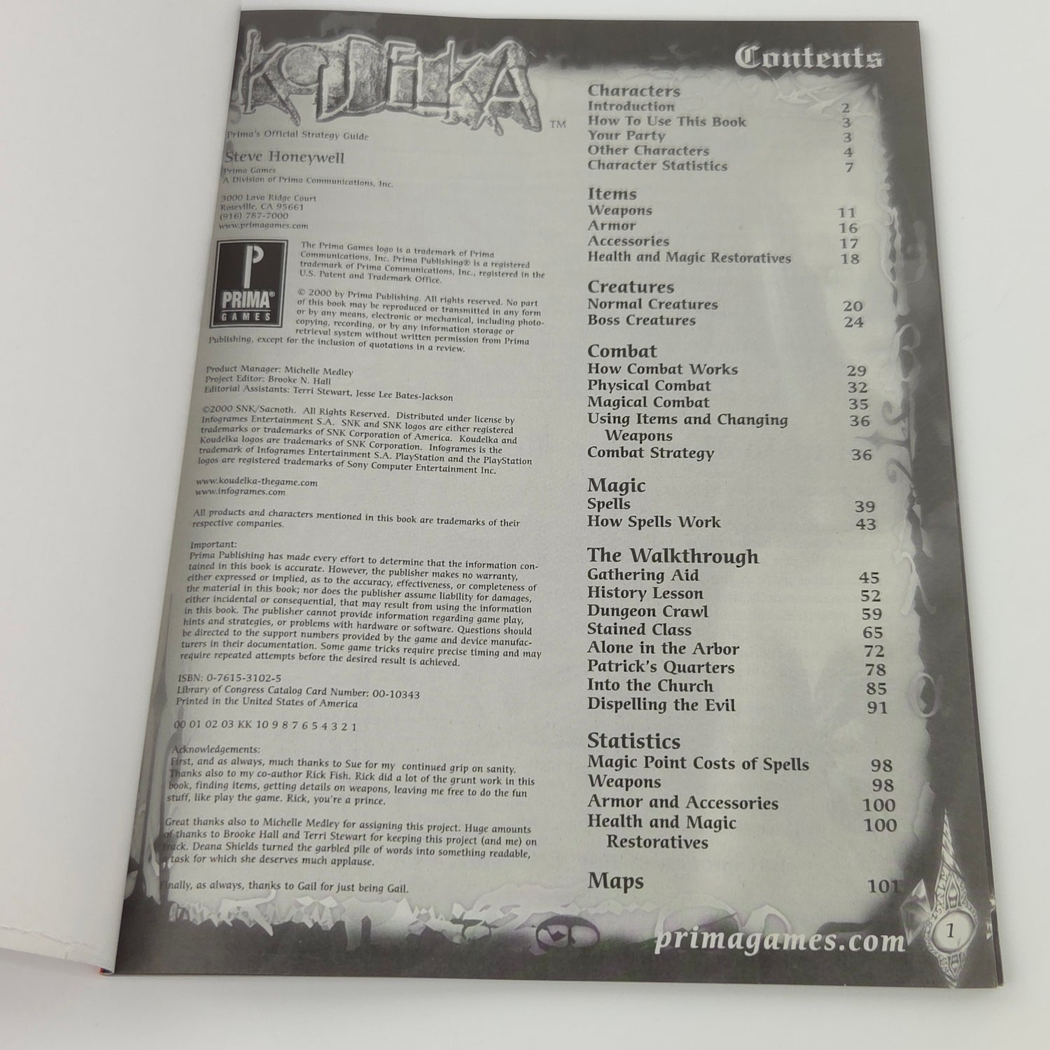 Playstation 1 Spieleberater : Koudelka - Prima´s Strategy Guide PS1 Lösungsbuch