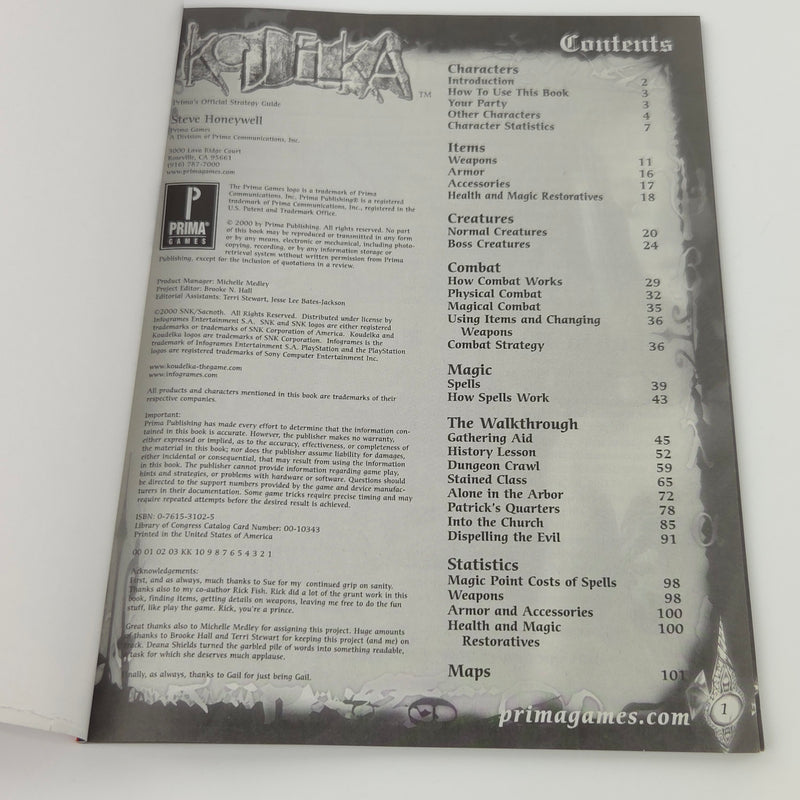 Playstation 1 Spieleberater : Koudelka - Prima´s Strategy Guide PS1 Lösungsbuch