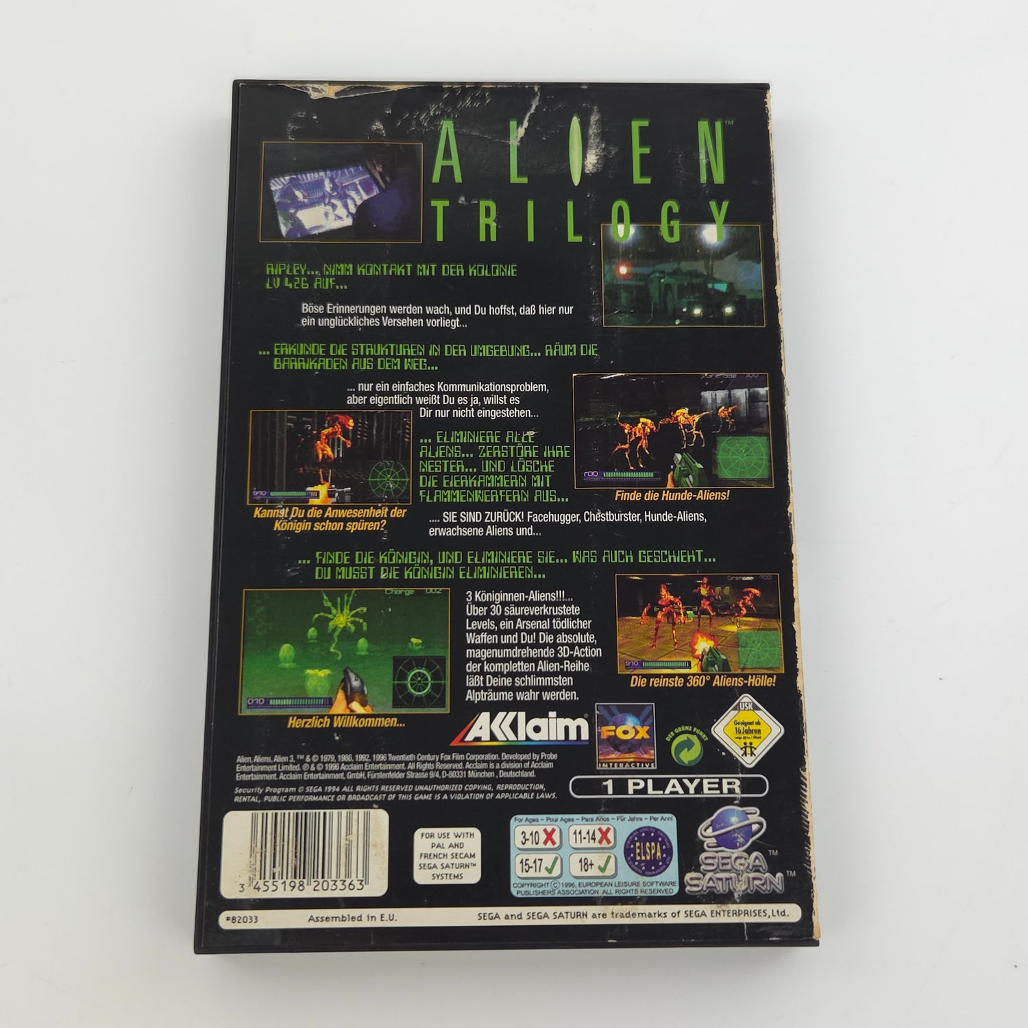 Sega Saturn Spiel : Alien Trilogy - CD Disk OVP ohne Anleitung / PAL Game