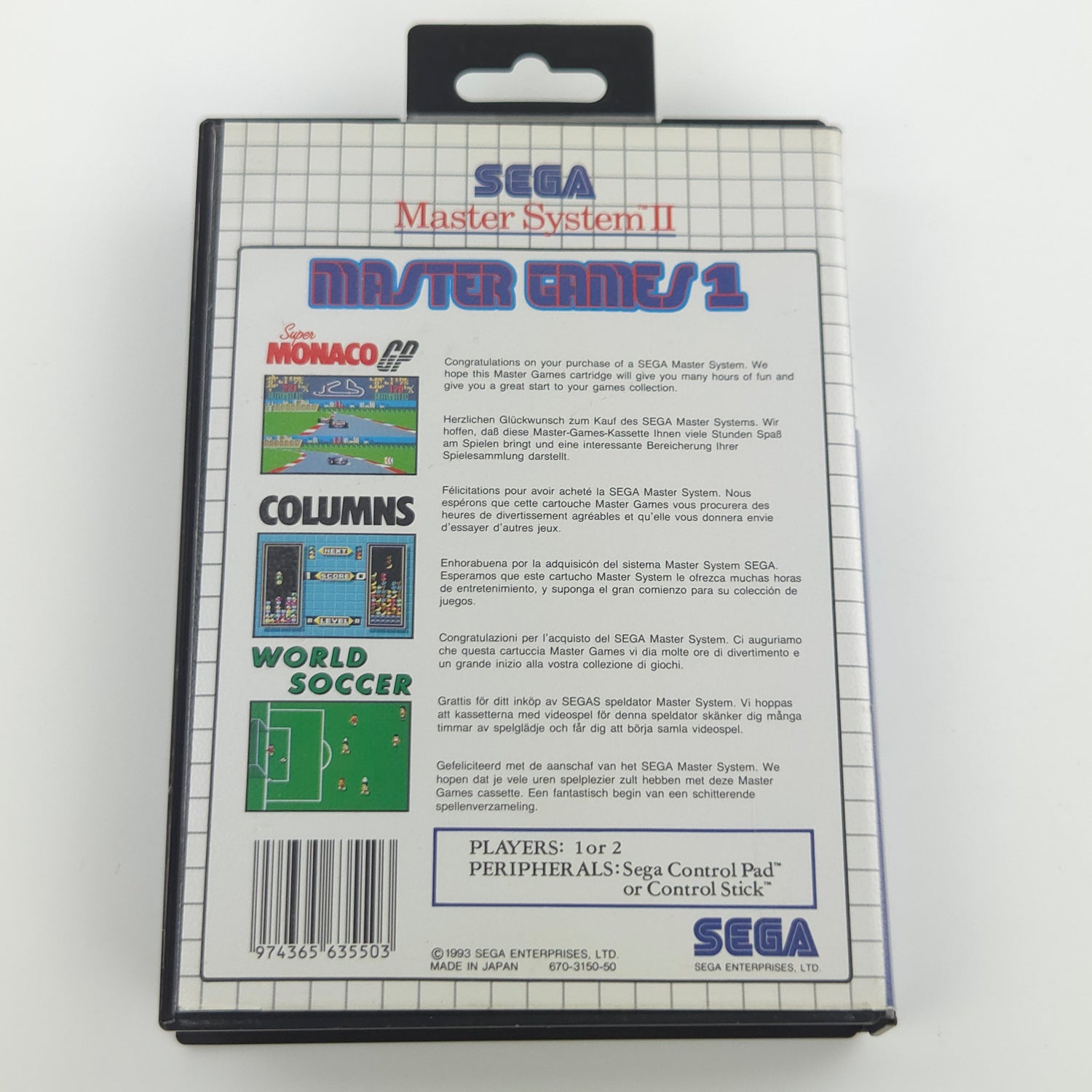 Sega Master System Spiel : Master Games 1 - Modul Anleitung OVP PAL