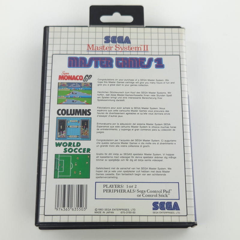 Sega Master System Spiel : Master Games 1 - Modul Anleitung OVP PAL