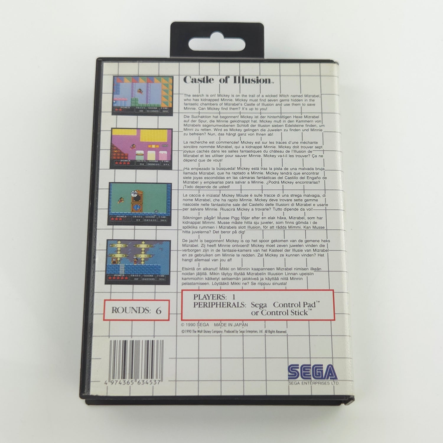 Sega Master System Spiel : Castle of iLLusion starring Mickey Mouse - OVP Modul