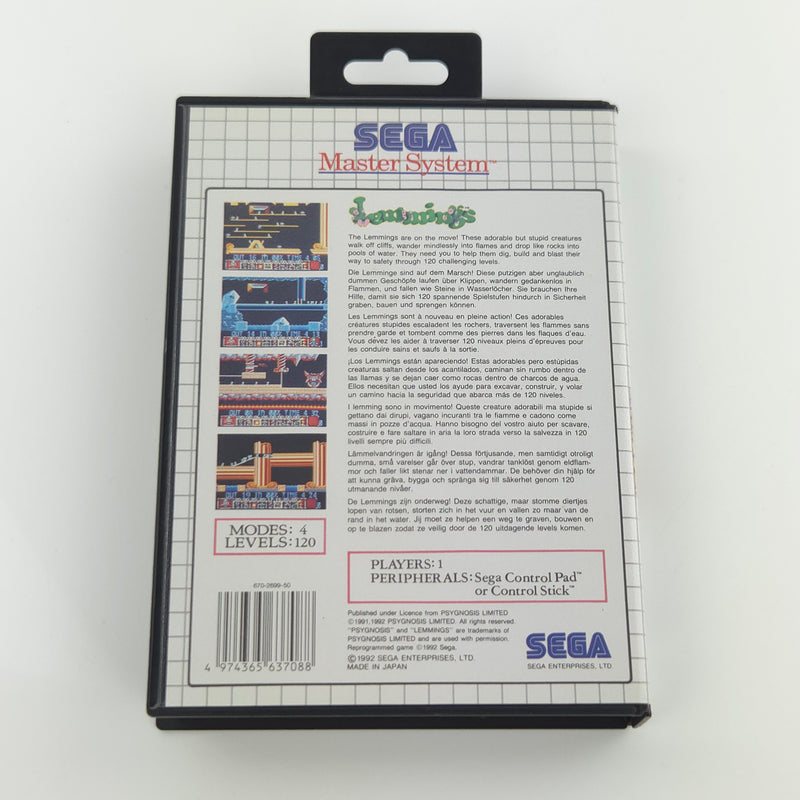 Sega Master System Spiel : Lemmings - Modul Anleitung OVP PAL PSygnosis