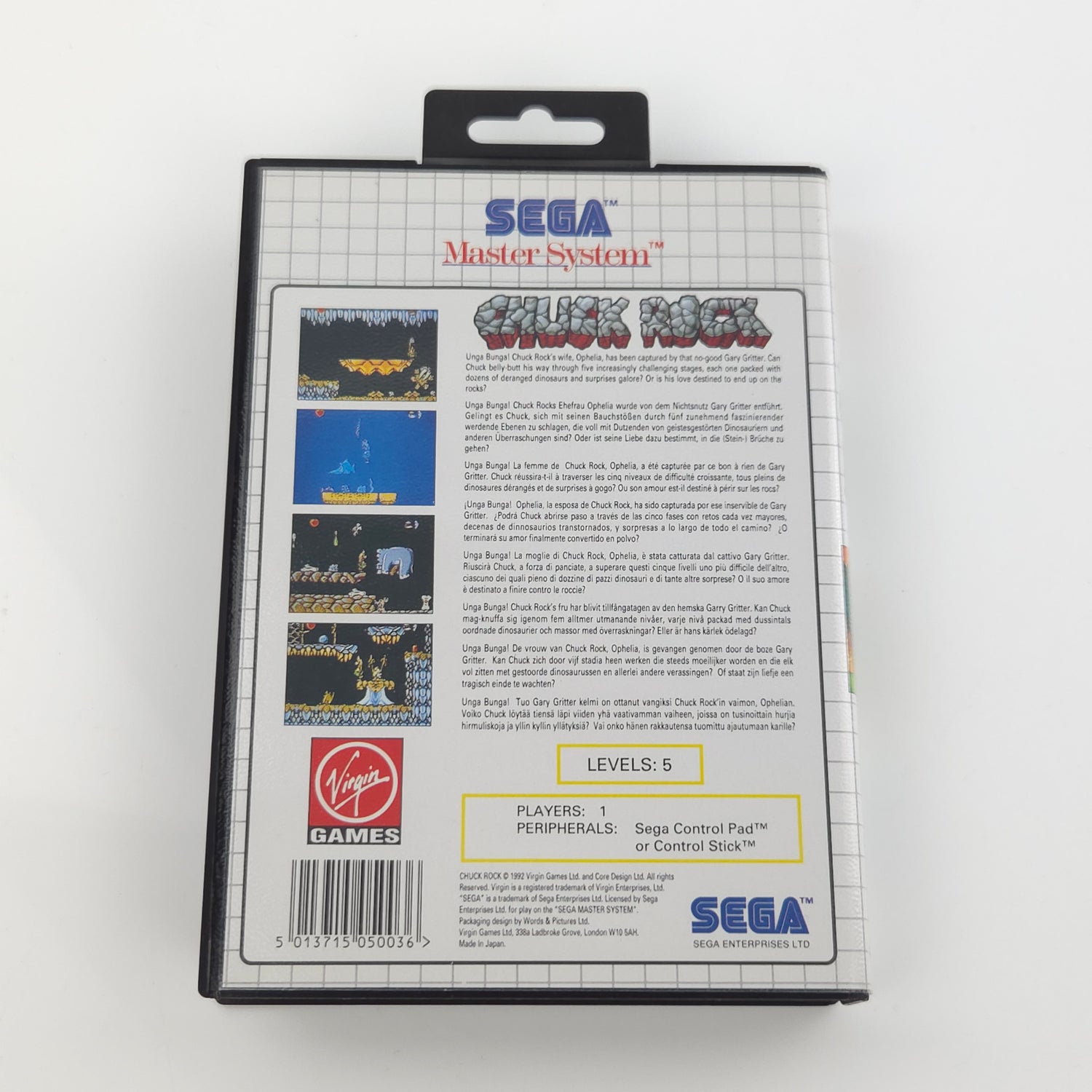 Sega Master System Spiel : Chuck Rock - Modul Anleitung OVP / PAL MS Game