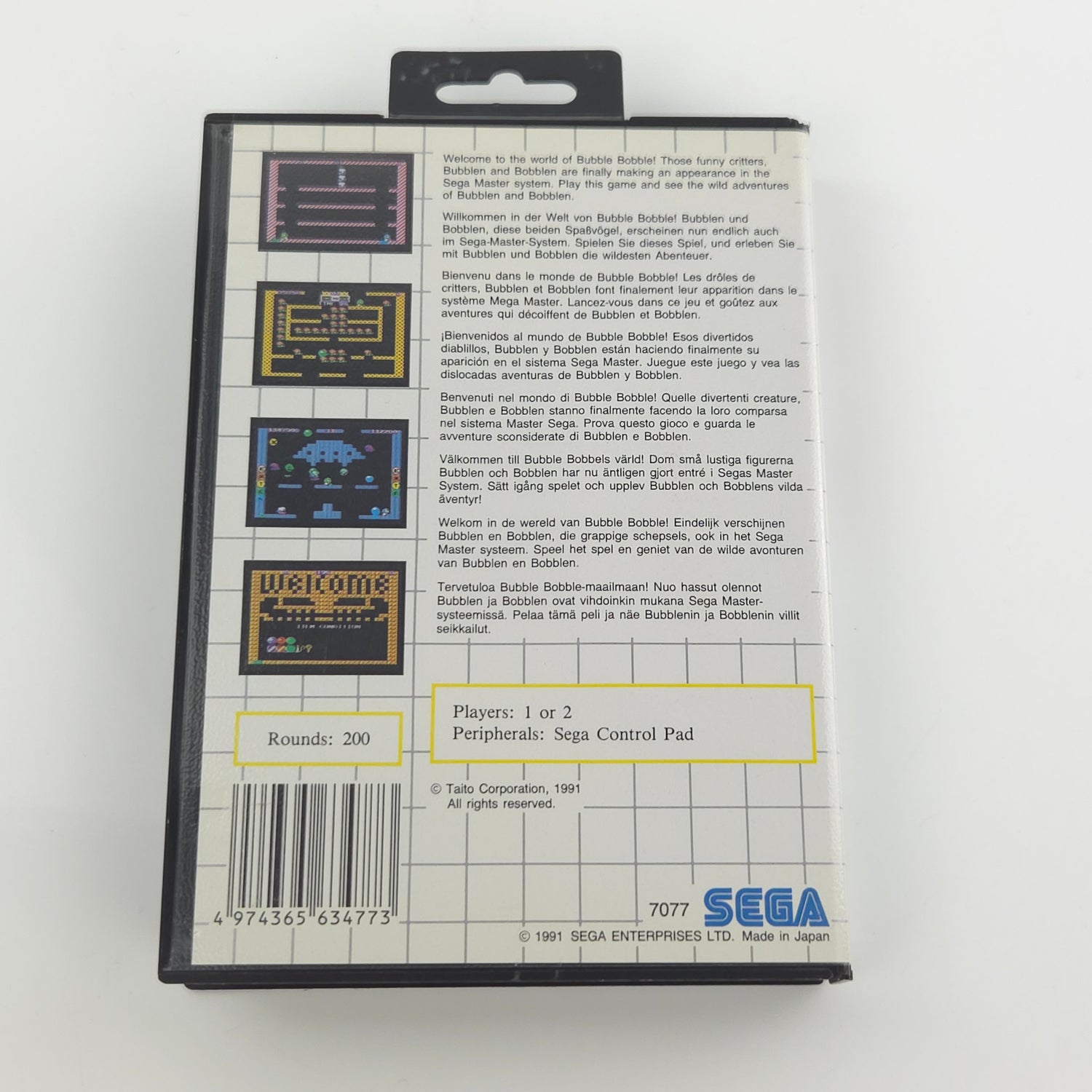 Sega Master System Spiel : Bubble Bobble - Modul Anleitung OVP / PAL MS Taito