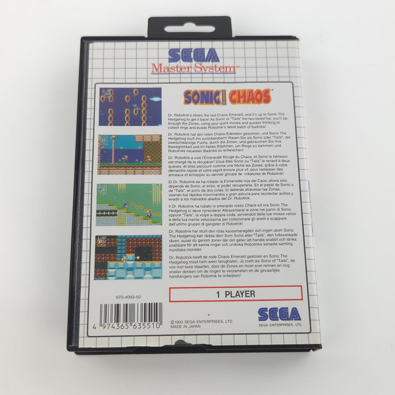 Sega Master System Spiel : Sonic The Hedgehog Chaos - Modul Anleitung OVP