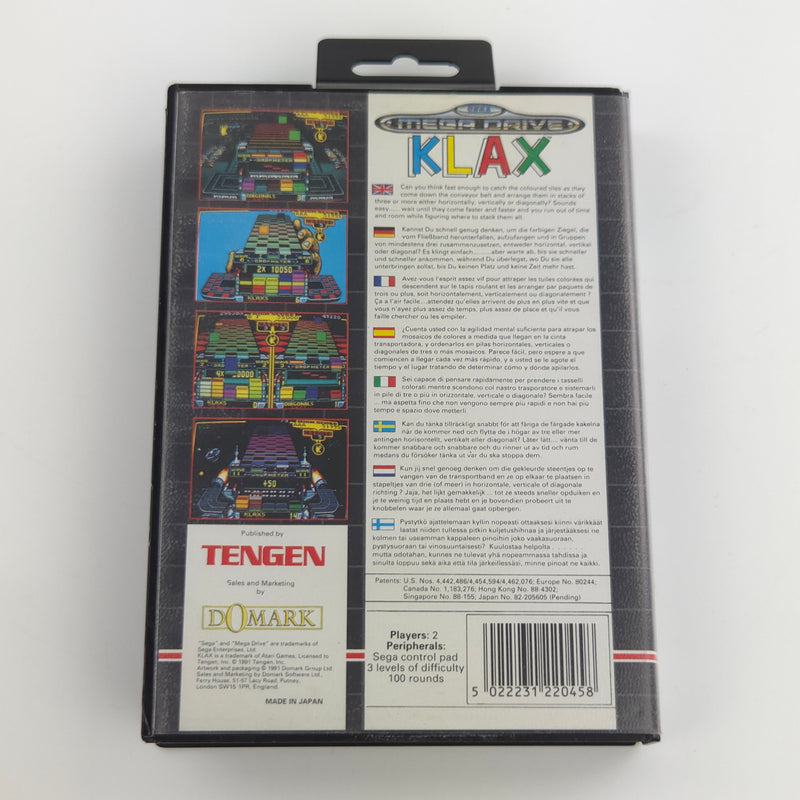 Sega Mega Drive Spiel : KLAX - MD Modul Anleitung OVP / PAL Game Tengen