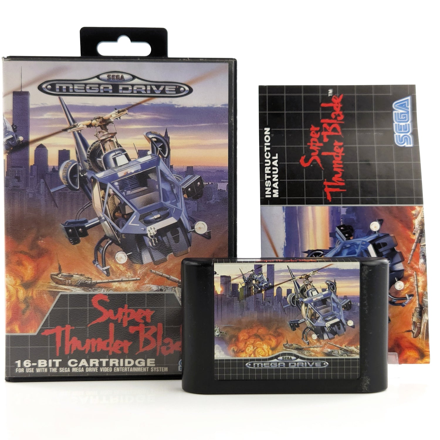 Sega Mega Drive Spiel : Super Thunder Blade - Modul Anleitung OVP / MD PAL Game