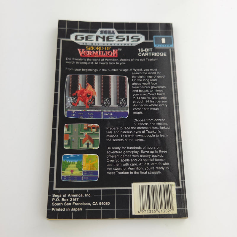 Sega Mega Drive Spiel : Sword of Vermillion + Hintbook - Modul Anleitung OVP
