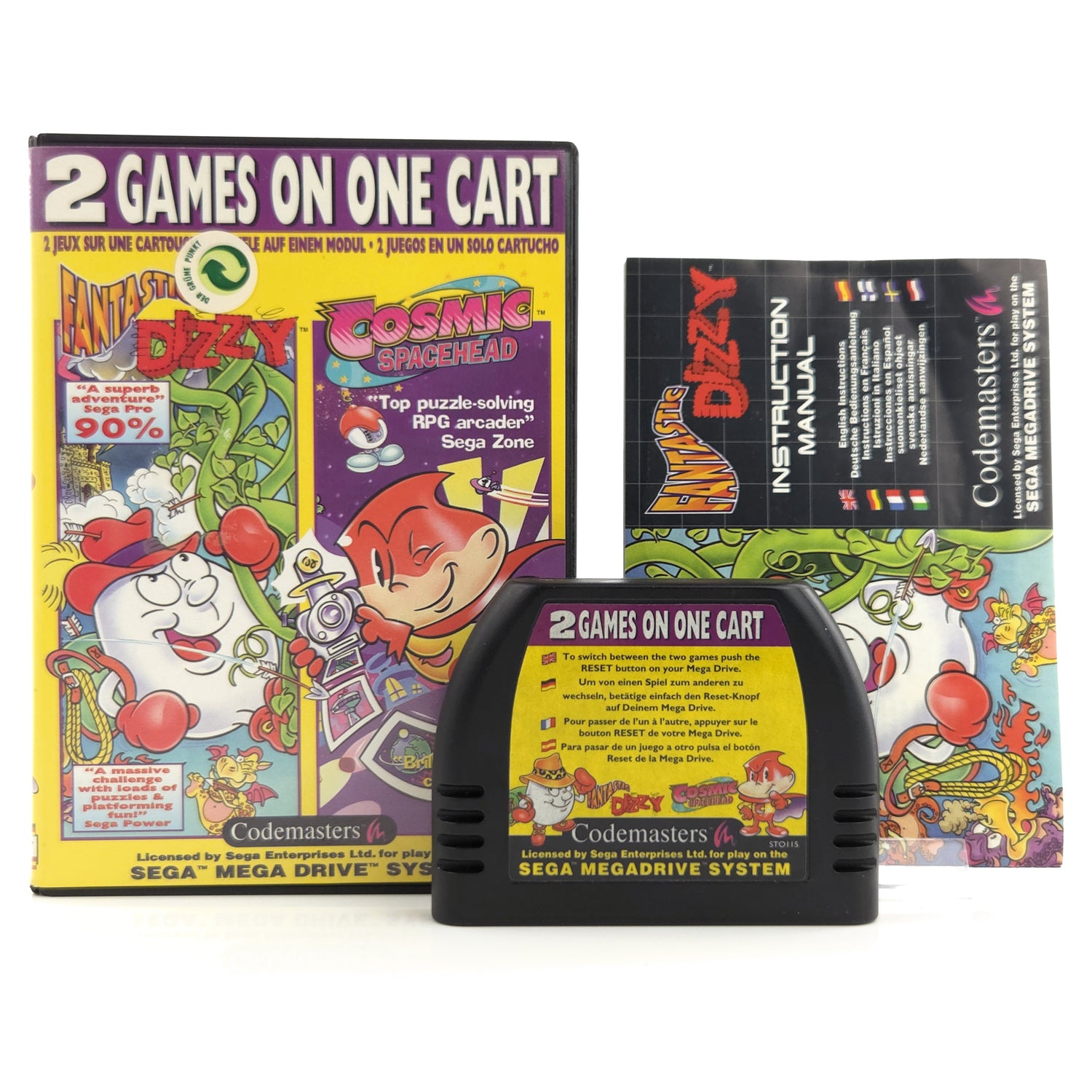 Sega Mega Drive Spiel : Fantastic Dizzy + Cosmic Spacehead - Modul Anleitung OVP