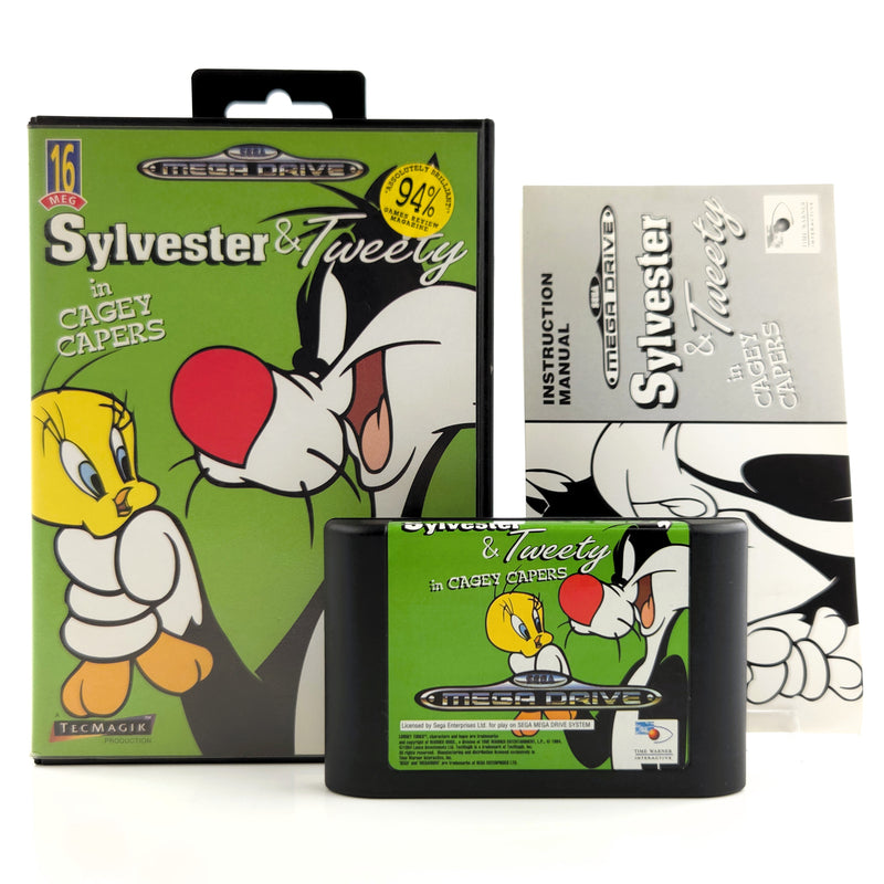 Sega Mega Drive Spiel : Sylvester & Tweety in Cagey Capers - Modul Anleitung OVP