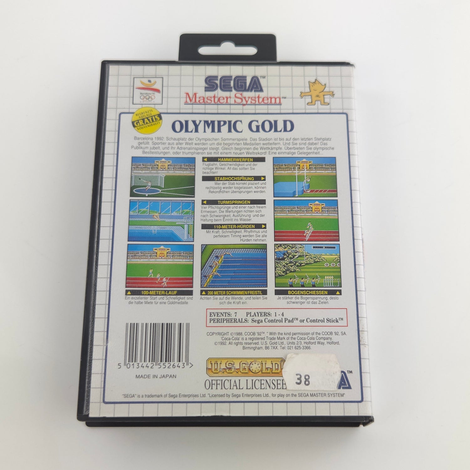 Sega Master System Spiel : Olympic Gold Barcelona 92 - Modul OVP ohne Anleitung