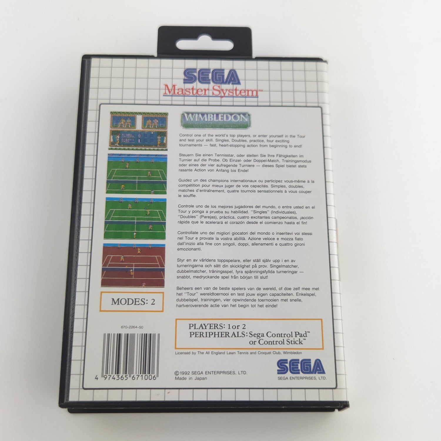 Sega Master System Spiel : Wimbledon Tennis - MS Modul Anleitung OVP PAL
