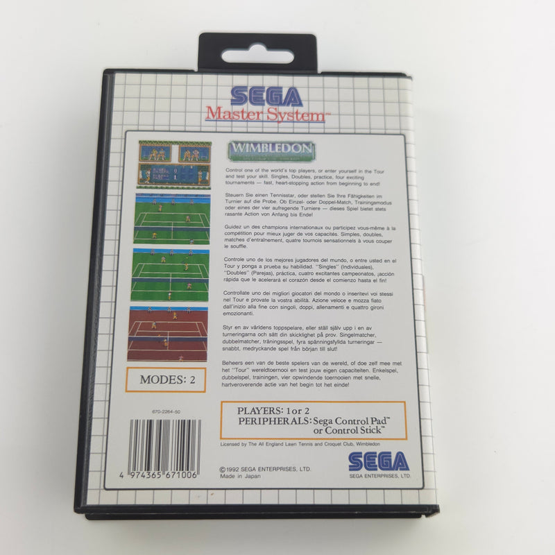 Sega Master System Spiel : Wimbledon Tennis - MS Modul Anleitung OVP PAL