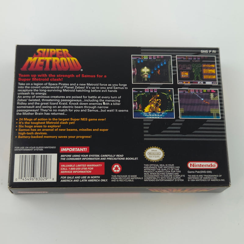 Super Nintendo Spiel : Super Metroid - NTSC-U/C USA Version OVP SNES CIB Samus