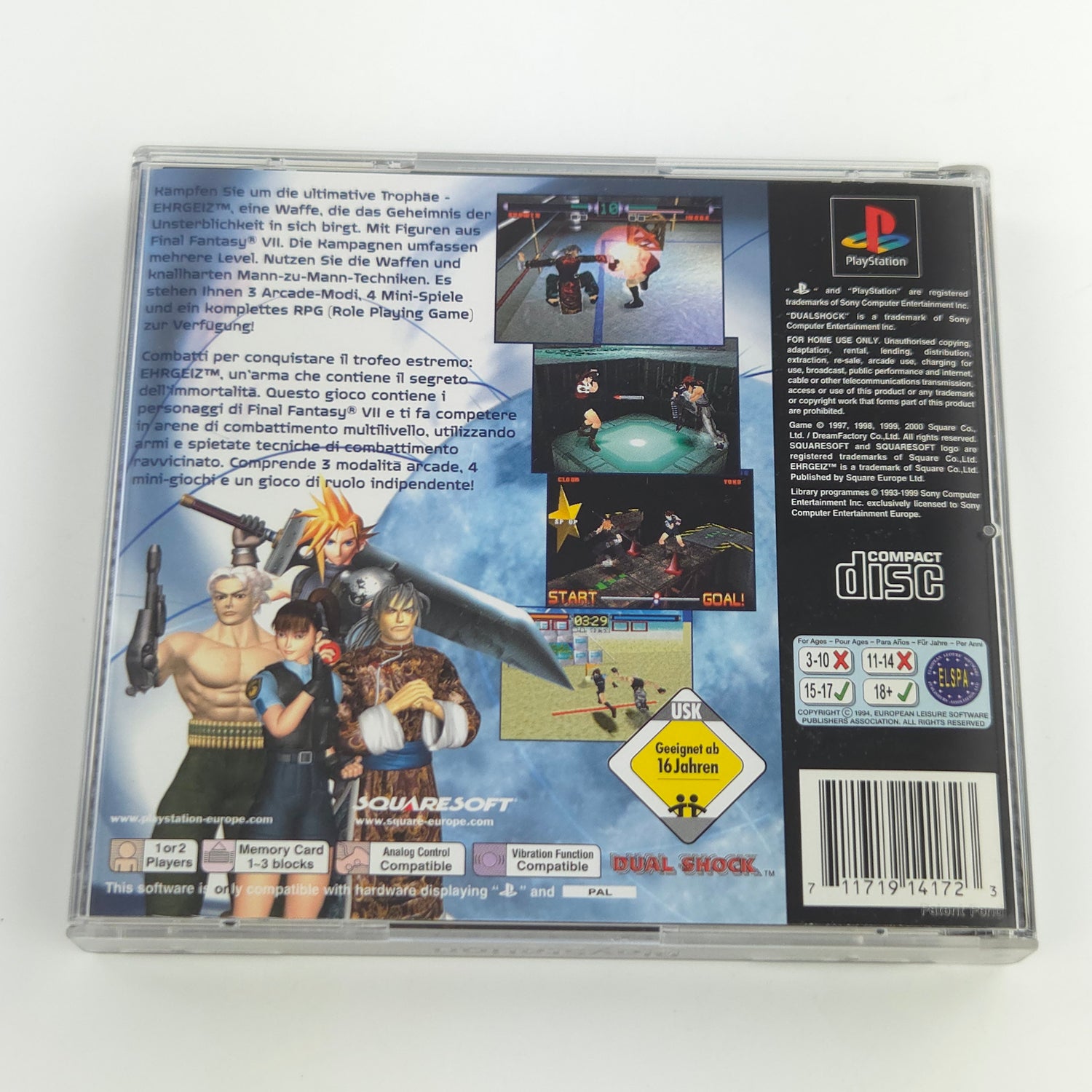 Sony Playstation 1 Spiel : God Bless The Ring Ehrgeiz - PS1 CD Anleit OVP PAL