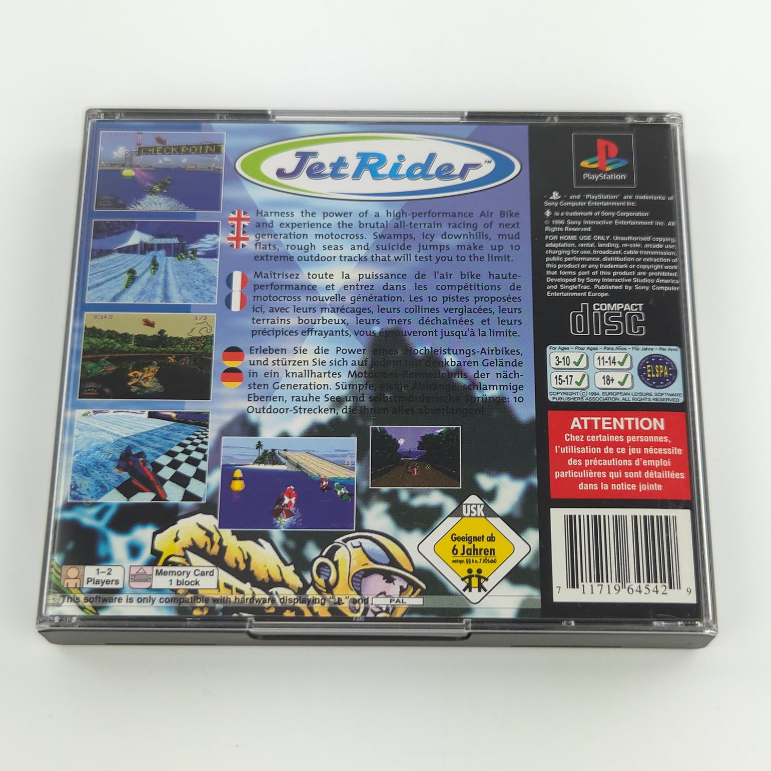 Sony Playstation 1 Spiel : Jet Rider - PS1 PSone PAL Game / CD Disk Anleit OVP
