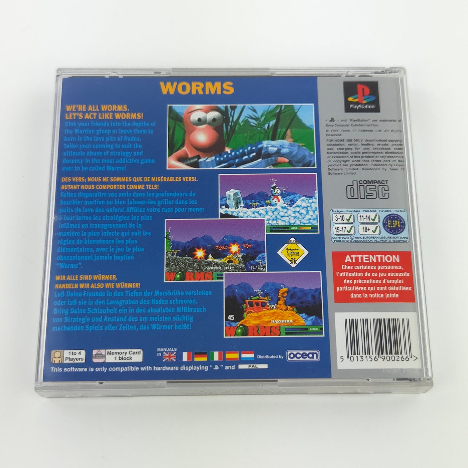 Sony Playstation 1 Spiel : Worms - PS1 PSone PAL Game / CD Disk Platinum OVP