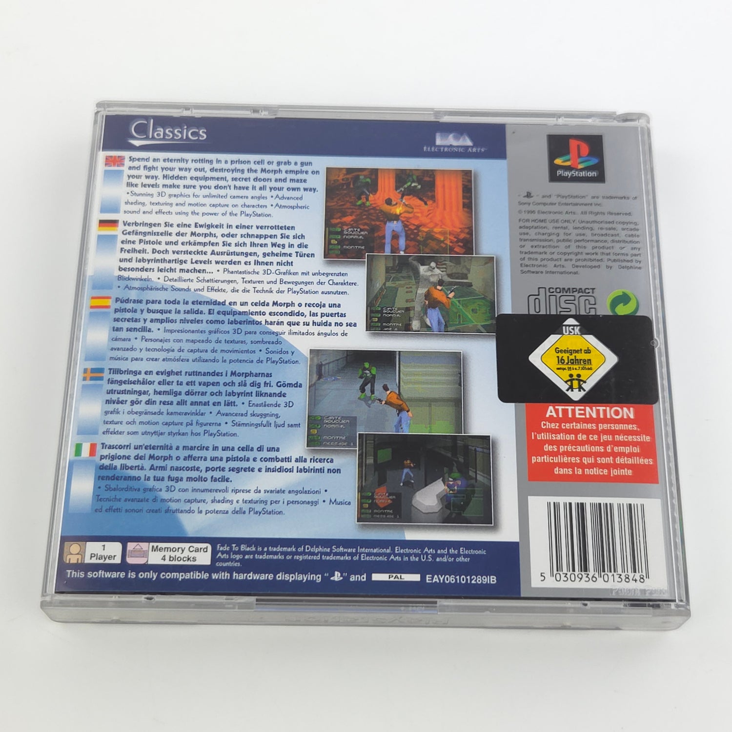 Sony Playstation 1 Spiel : Fade to Black - PS1 PSone PAL / CD Platinum OVP