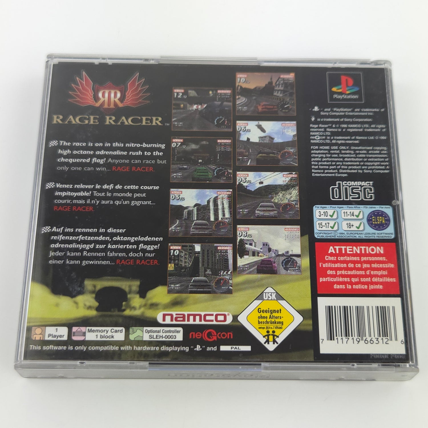 Sony Playstation 1 Spiel : Rage Racer - PS1 PSone PAL Game / CD Anleitung OVP